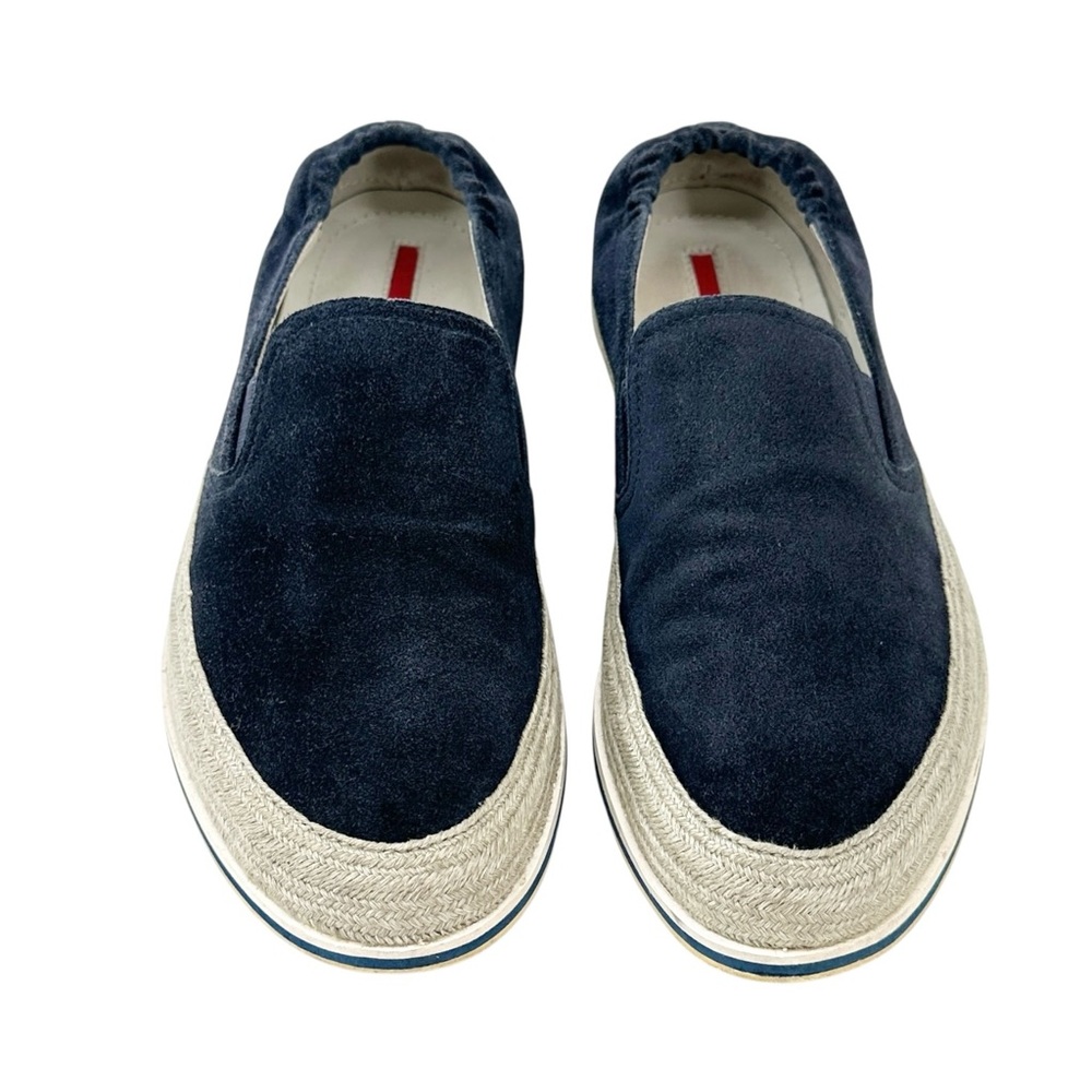 PRADA Sport Linea Rossa St. Tropez Navy Blue Suede Espadrille Slip On Shoes - Picture 4 of 9